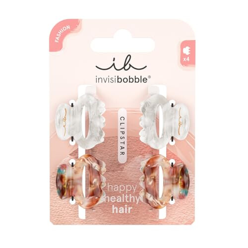Clipstar Petit Bijoux S Hair Clips Set, 4 Elegant Hair Clips in Neutral Colours, Gentle Hold with HairLoveTech, Style & Care for Healthy Hair