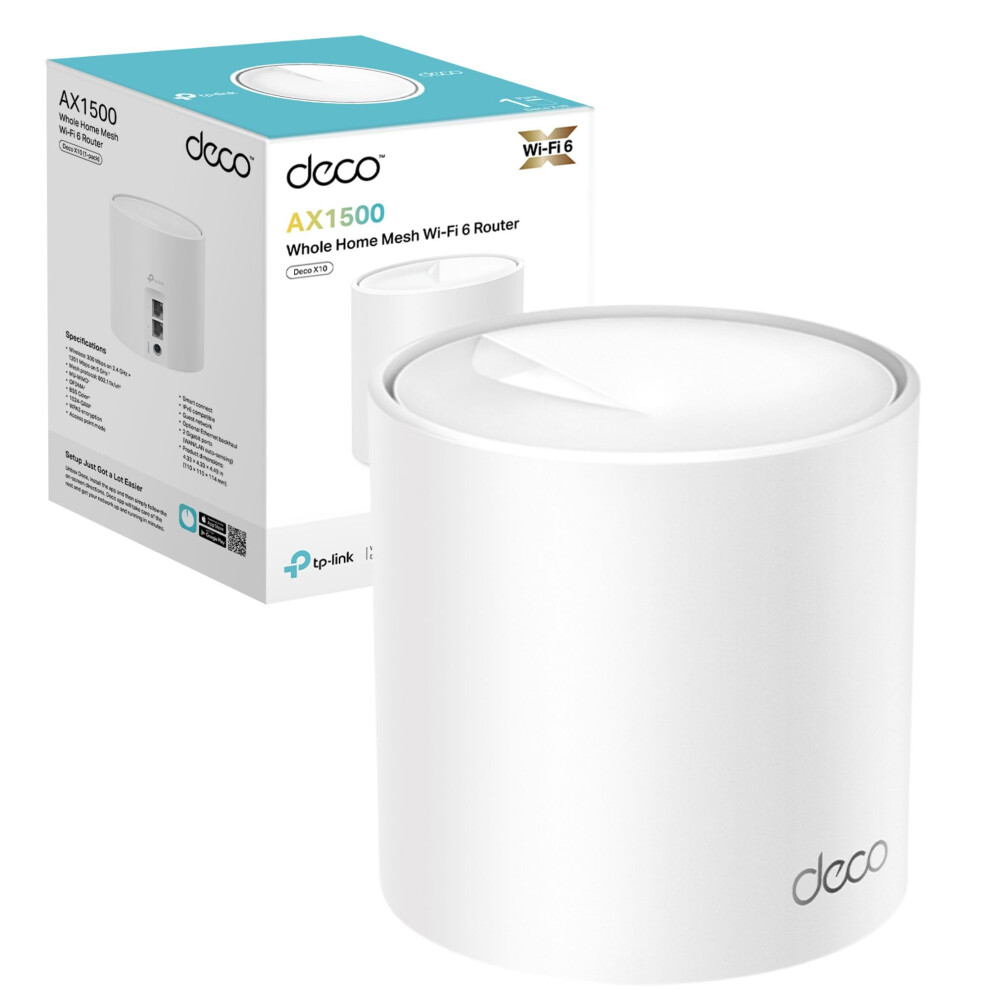 Deco X10 Router WiFi 6 AX1500Mbps WiFi Router, Mesh WiFi 6 System, WiFi Mesh System, Gigabit Ethernet Ports, WiFi Extender Booster, Easy Setup,