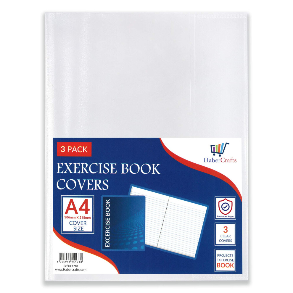 A4 Book Cover Plastic Exercise Book Covers Clear School Notebook Protector Cover Film Transparent Jacket Protective Sleeve Books 30cm x 21cm (A4 Size