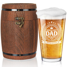 Dad Gifts,Dad Beer Glass in Barrel Box,Premium Birthday Gifts for Dad,Non-Lead Dad Beer Glass,Ideal Dad Gifts from Kids,Dad Birthday Gifts Ideas,Dad