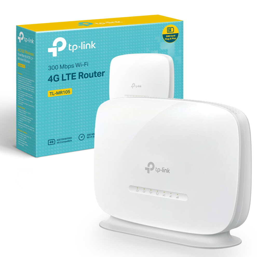 Tp-Link Tl-Mr105 N300mbps Wifi 4G Router, 4G Cat4 Lte Network, Ethernet Port, 4G Router With Sim Slot, Mobil Wifi Router, Sim Card Router, Wifi Router