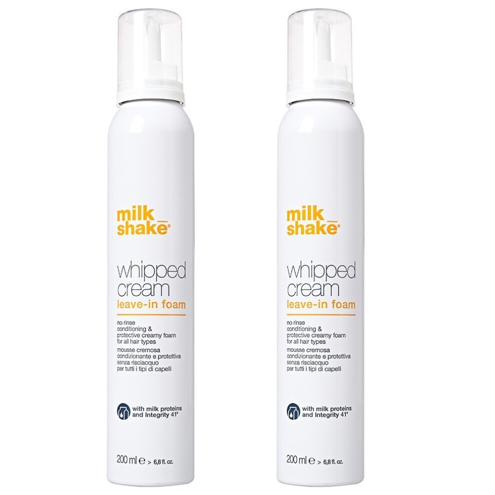 Milk Shake Whipped Cream Leave In foam, Duo Pack Of 2 X 200 ml, Conditioning And Protective Creamy Foam For All Hair types, 400ml