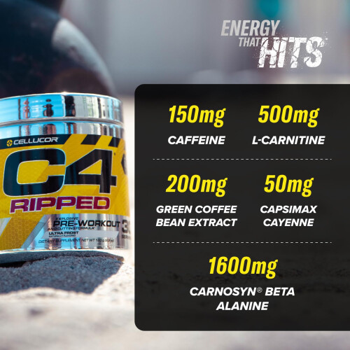 Pre-Workout-Pulver C4 Ripped, Himbeer-Limonade, 192 g 2