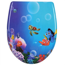 Soft Close Toilet Seat,Premium Toilet Seat Quick Release,Anti-Bacterial Loo Seat Top Fixed and Bottom Fixed, Duroplast,O Shape,Ocean Fish Goldfish