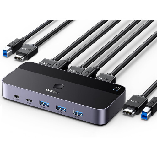 Ugreen CM664 HDMI-switch 2-i-1 KVM-switch - sort