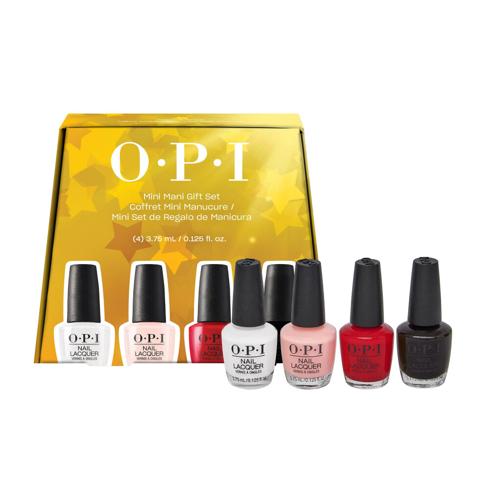 Holiday Mini Nail Lacquer Gift Set - Limited Edition Nail Polish, Bubble Bath, Alpine Snow, Big Apple Red & Lincoln Park After Dark (4 x 15ml)