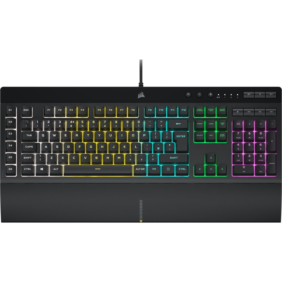 Corsair Black K55 Rgb Pro Membrane Wired Gaming Keyboard Â Ip42 Dust And Spill-Resistant Â 6 Macro Keys With Elgato Integration Â Icue Compatible Â Qwerty