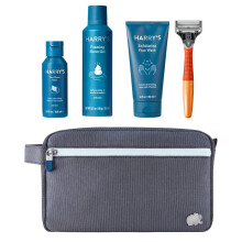 Essentials Gifting Bundle - Men's Razor + Shaving Gel + After Shave Balm + Face Wash, Harry's Razors use 5 Blade Design for Smoother Shaving, Travel