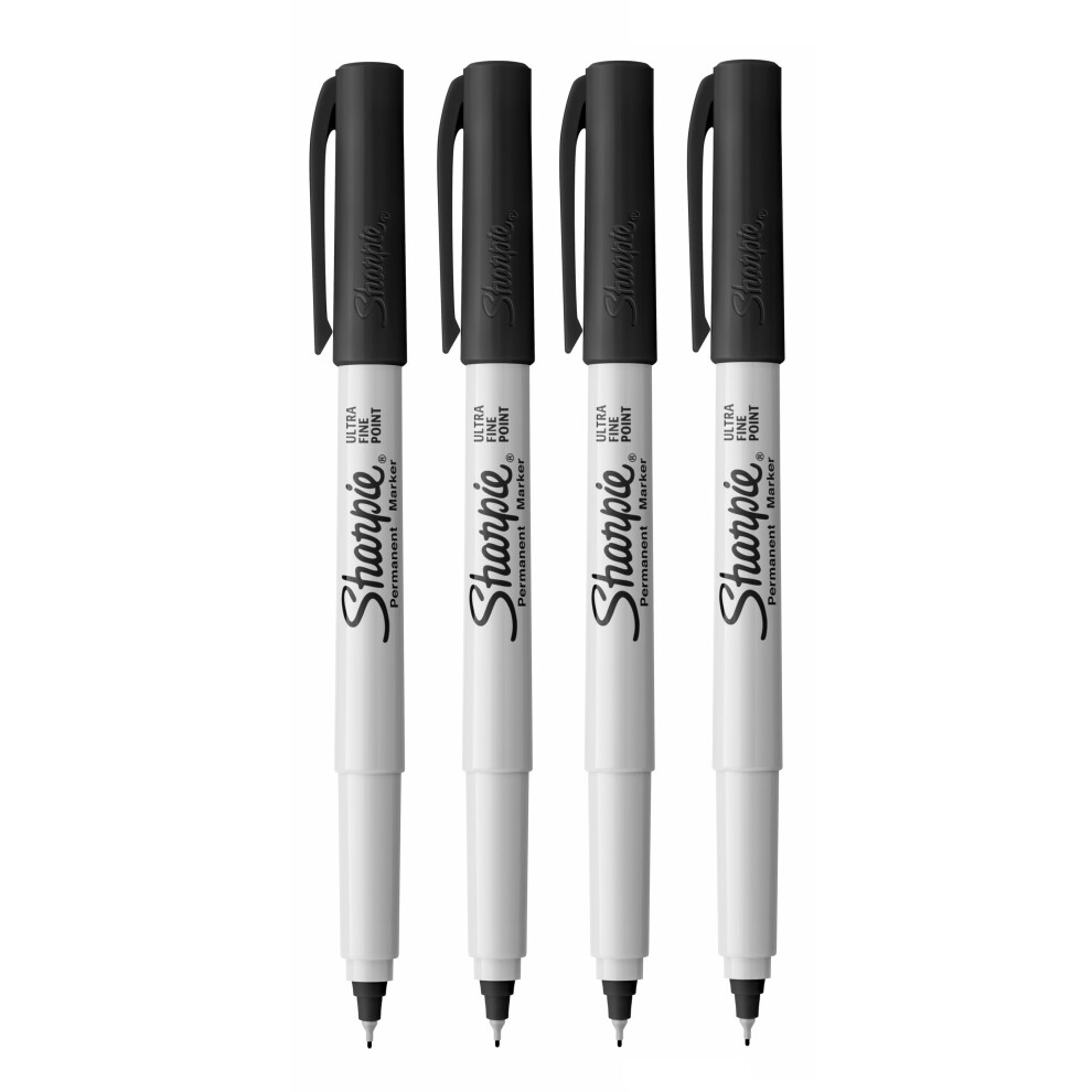 Ultra Fine Point Permanent Marker Pens - Black Ink - Pack of 4