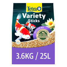 Pond Variety Sticks Fish Food, Mix of Three Different Food Sticks for All Pond Fish, 25 Litre