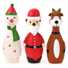 3 Pack Small Christmas Dog Toys for Interactive Dogs Latex Squeaky Santa Toy