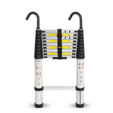 Telescopic Ladder 2.6M / 8.5FT Multi-Purpose Aluminium Loft Ladder Extendable, Collapsible and Portable, Max Load 150kg/330lb, Adjustable Step, EN131