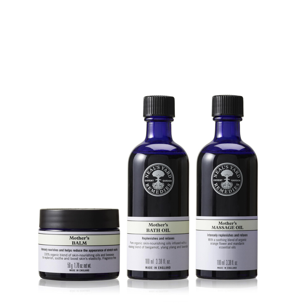 Mother Collection, Gift Set For New Mums, Massage Oil, Bath Oil & Body Balm, Cruelty-Free, Pack of 3