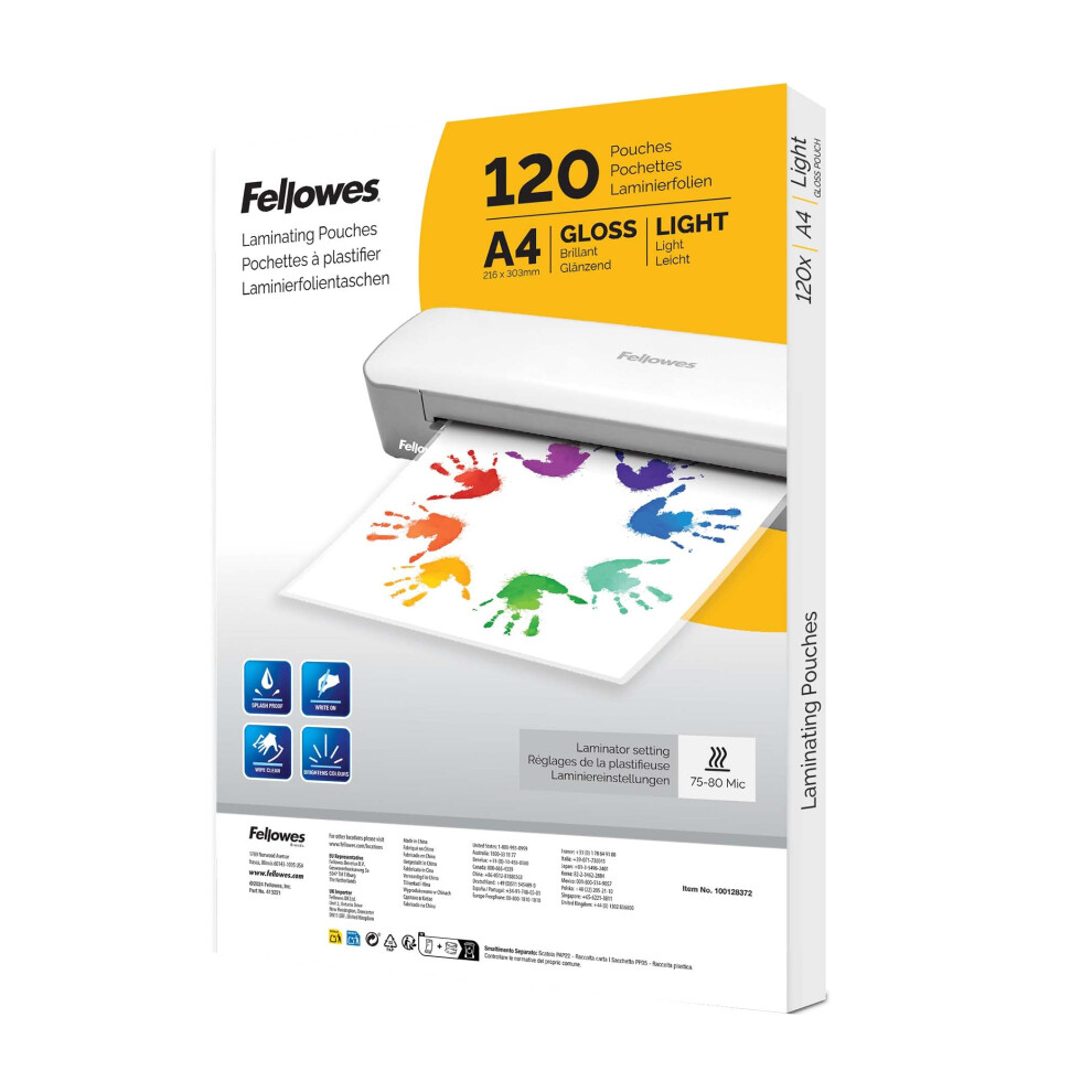 120pk A4 Laminating Pouches, Glossy Finish, 120 Sheets - Ideal for Notices and Photos - Amazon Exclusive
