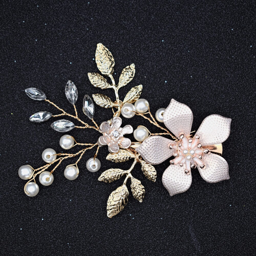 Wedding Hair Clip, Fanvoes Hair Accessories Pieces for Brides Bridal Rose Gold Vintage Headpiece Barrette Decorations Jewelry Handmade Flower Ivory