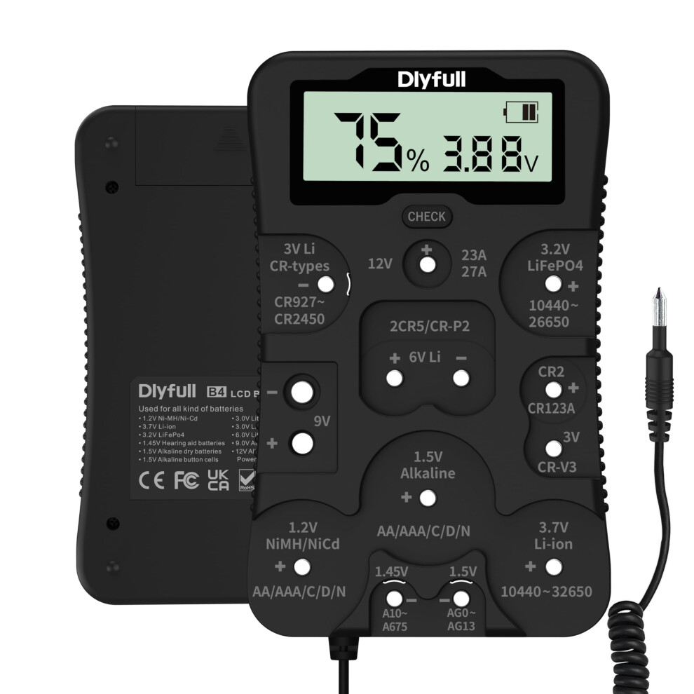 Universal Battery Tester with LCD Display Battery Checker Voltage/Power for AA AAA C D 9V 1.2V Alk & Rechargeable CR2032 CR123A CR2 CRV3 6V 12V 3.2V 3