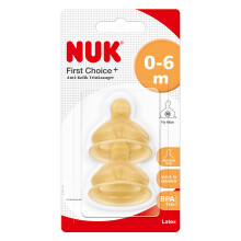 First Choice+ Baby Bottle Teat, 0-6 Months, Latex with Medium Feed Hole, Anti-Colic, 2 Count