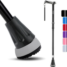 Rehand SB-01 All-Terrain Folding Walking Stick with Pivot Tip, Adjustable 78-96 cm, Heavy-Duty Mobility Aid for Men & Women, Black