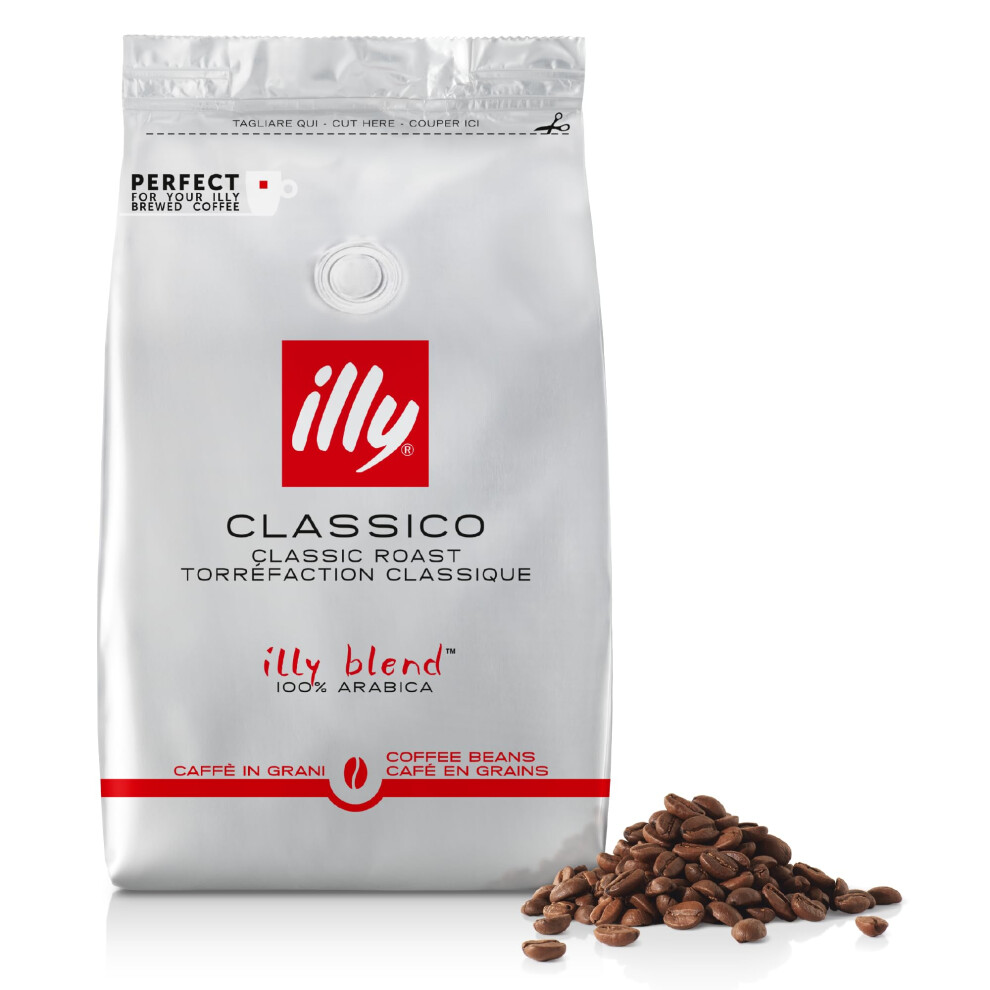 Illy Coffee - Classico Coffee Beans - Medium Roast - 100% Arabica Coffee Beans - Whole Beans - Ideal For Moka Pots, Filter Coffee, Espresso And Lungo