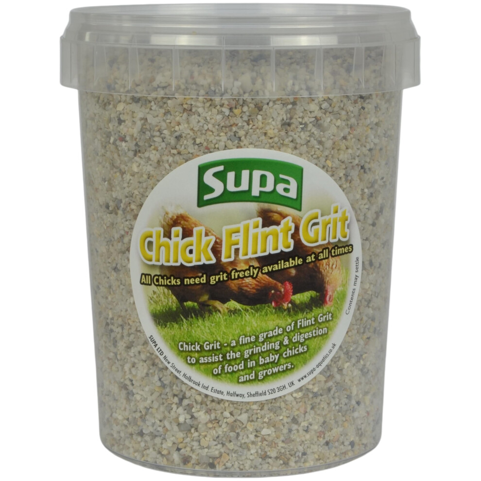 Chick Flint Grit Tub, 1 Litre, Pack Of 5, Provides The Insoluble Grits Required In The Crop Of Chicks & Growers To Grind Food And Aid Digestion