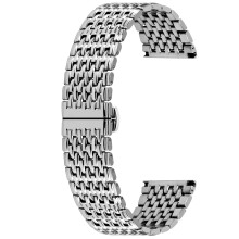 Tapered Watch Band for Men Women Stainless Steel Watch Strap 22mm Deployment Buckle Silver