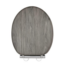 AQUALONA Luxury Grey Oak Effect Toilet Seat - Soft Close MDF Moulded Wood Seat with Quick Release Button and Durable Hinges - Comfortable, Easy to