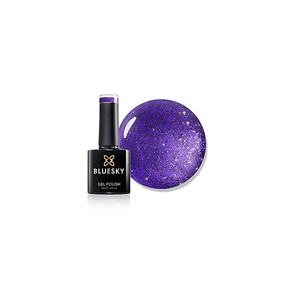 Gel Nail Polish, Purple Pizzazz VIP08, Dark Purple Glitter, Long Lasting, Chip Resistant, 10 ml (Requires Drying Under UV LED Lamp)