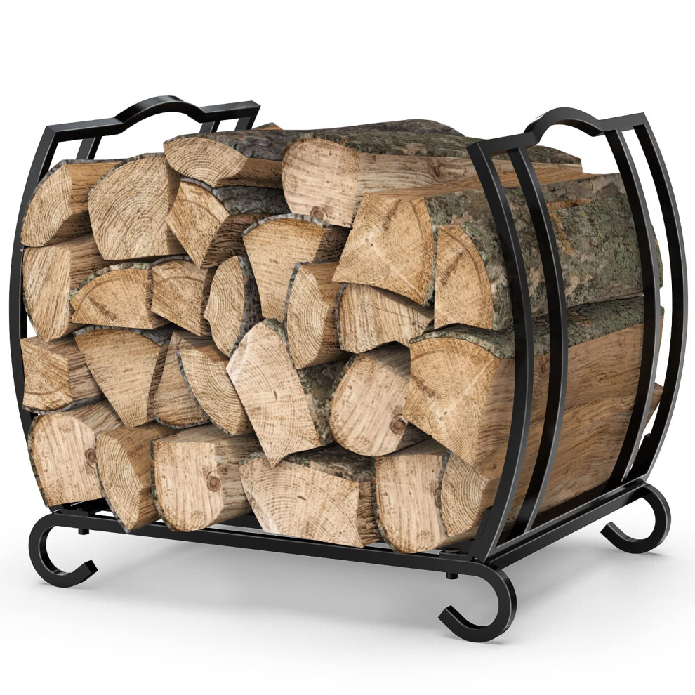 Photos - Fireplace Accessory Metal Firewood Rack, Firewood Log Holder for fireplace, Fireplace Wood Storage Shelf indoor/Outdoor, 16.8L 12.5W 14.9H inch,
