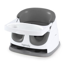 Ingenuity, Baby Base 2-in-1 Seat, Slate, Booster Chair, Dining and Feeding Seat for Toddlers, Easy to Clean with Removable and Self-Storing Tray, Ages