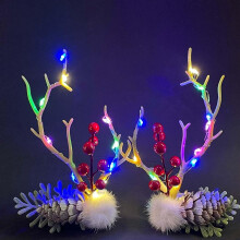 LED Christmas Glowing Hairpin Floral Hair Clips Light up Elk Antlers Feathers Berry Pine Cones Headdress Party Decorative for Women Girls