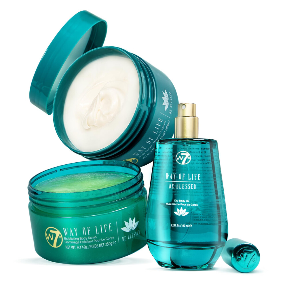 Way of Life Body Gift Set - Nourishing Body Butter, Scrub & Oil - Lotus & White Tea Scent