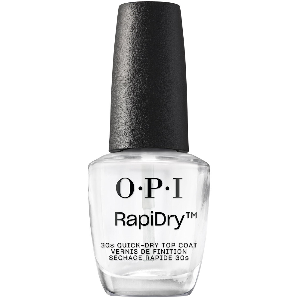 RapiDry Quick Drying Nail Polish Glossy Top Coat, Reduce Nail Varnish Drying Time and Prevent Smears, Smudges & Streaks, with UV Inhibitor, 15ml