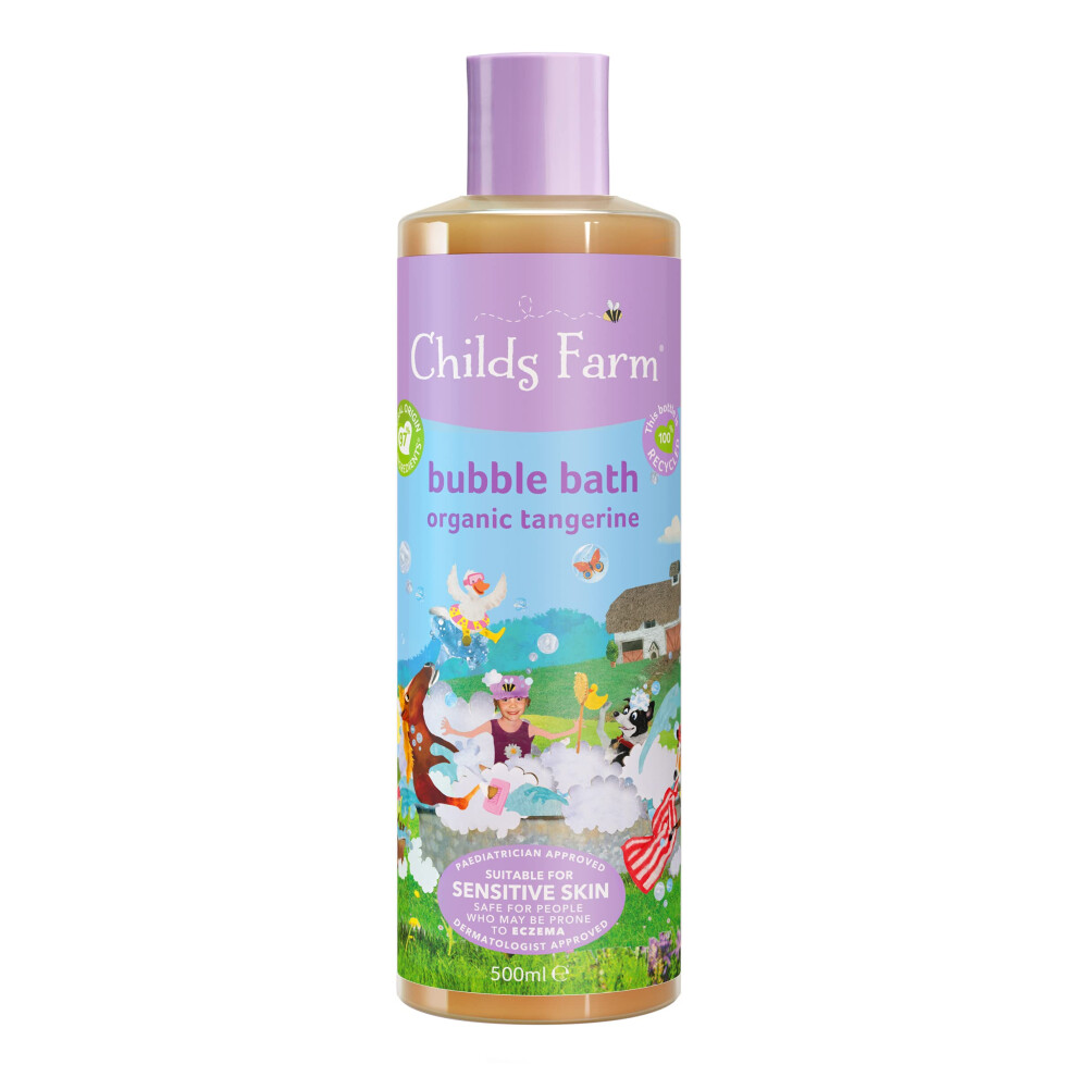 Bubble Bath Organic Tangerine, Moisturising and Gentle, Suitable for Normal, Sensitive and Eczema Prone Skin, Vegan, White, 500 ml