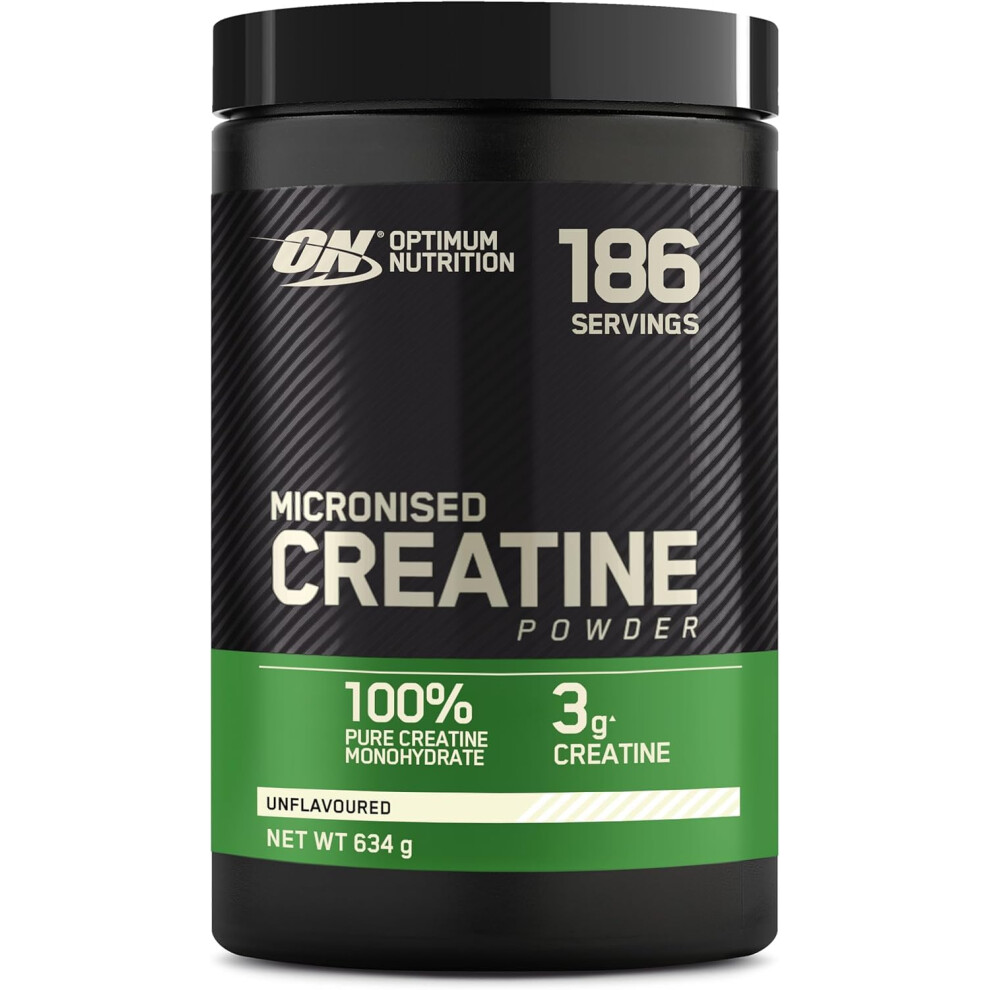 Micronised Creatine Powder, 100% Pure Creatine Monohydrate Powder for Performance and Muscle Power, Unflavoured Shake, 186 Servings, 634 g
