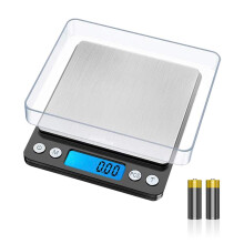 GA2003 Digital Kitchen Scales with Trays, 500g,0.01g Food Weighing Scales Kitchen, Pocket Scales with Counter, Batteries Included, Silver