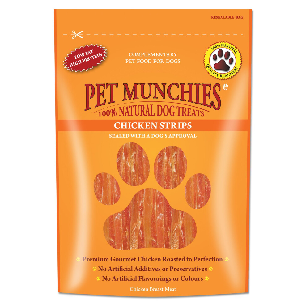 Pet Munchies Chicken Strips Dog Treats, Premium Dog Chews With Natural Real Meat, Low In Fat And High In Protein 90G (Pack Of 8)