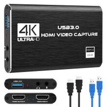 4K Audio Video Capture Card, HDMI USB 3.0 Video Capture Device, Full HD 1080P for Game Recording, Live Streaming Broadcasting