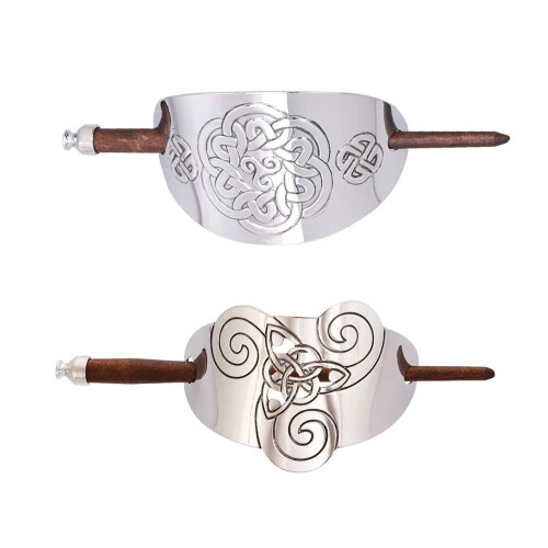 2 Pcs Hair Stick Barrette Hair Slide Pins Celtic Hair Stick Braids Ponytail Holder Pin Clips Hair Stick Hair Decor Viking Hair Accessories for Women