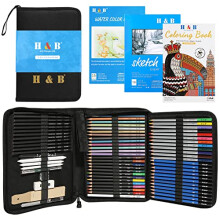 75Pcs Drawing Set Colouring Pencils Sketch Set,Drawing Pencils with Watercolor Pencil,Metallic Pencil, Sketchbook,Art Supplies for Adults Artists