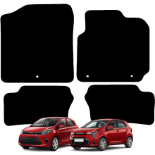 Carsio Carpet Car Mats For Kia Picanto 2017+ Onwards Tailored Fit Floor Mat Set Complete Accessory Black Custom Fitted
