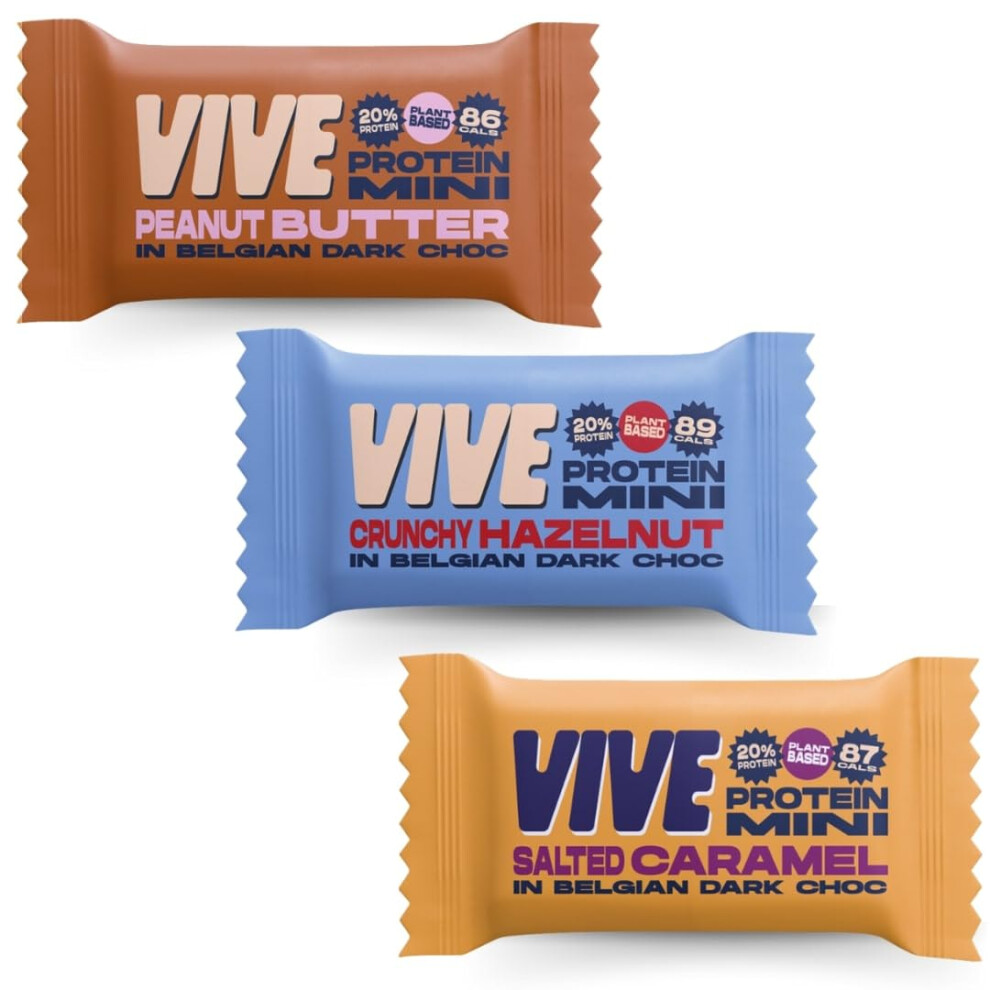 Dark Chocolate Coated Mixed Box Protein Bites - Gluten Free and Vegan - High Fibre Mini Protein Bars - Pack of 21