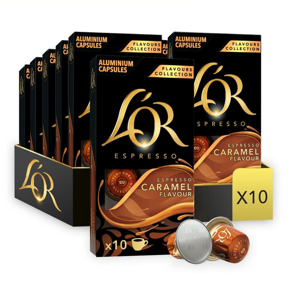 Espresso Caramel Flavour Coffee Pods X10 (Pack Of 10, Total 100 Capsules) (100, Caramel)