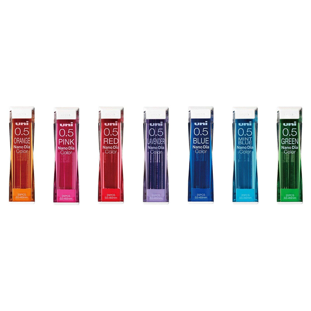 Uni NanoDia Color Mechanical Pencil Leads 0.5mm 7 Color Set, 7 Pack/total 140 Leads with Ecology Sticky Notes