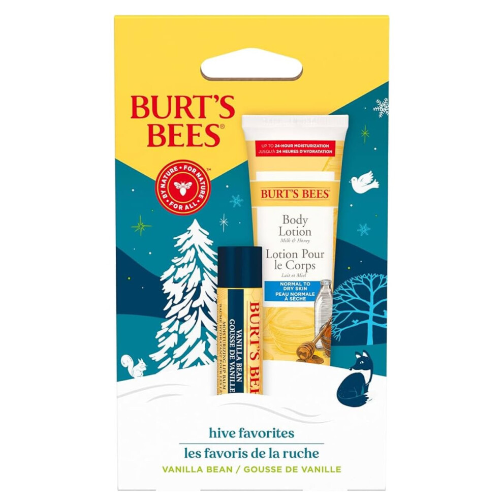 Gift Set for Lip & Body, Vanilla Bean Lip Balm & Mini Milk & Honey Body Lotion, Hive Favorite Limited Edition