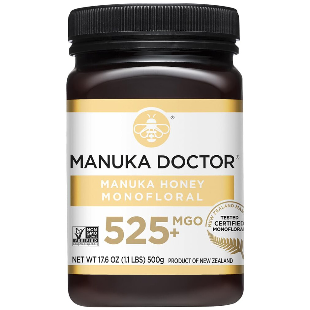 Manuka Doctor - Mgo 525+ Manuka Honey Monofloral (500G) 100% Pure New Zealand Honey. Certified. Guaranteed. Raw. Non-Gmo 500G