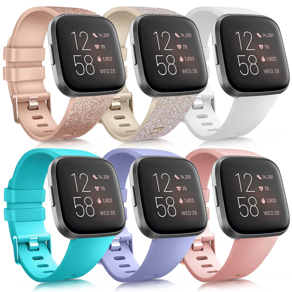 [6 Pack Straps compatible with Fitbit Versa 2, Fitbit Versa Strap, Versa Lite Strap/Versa SE, Soft Sport Watch Strap Replacement Wristbands for Women