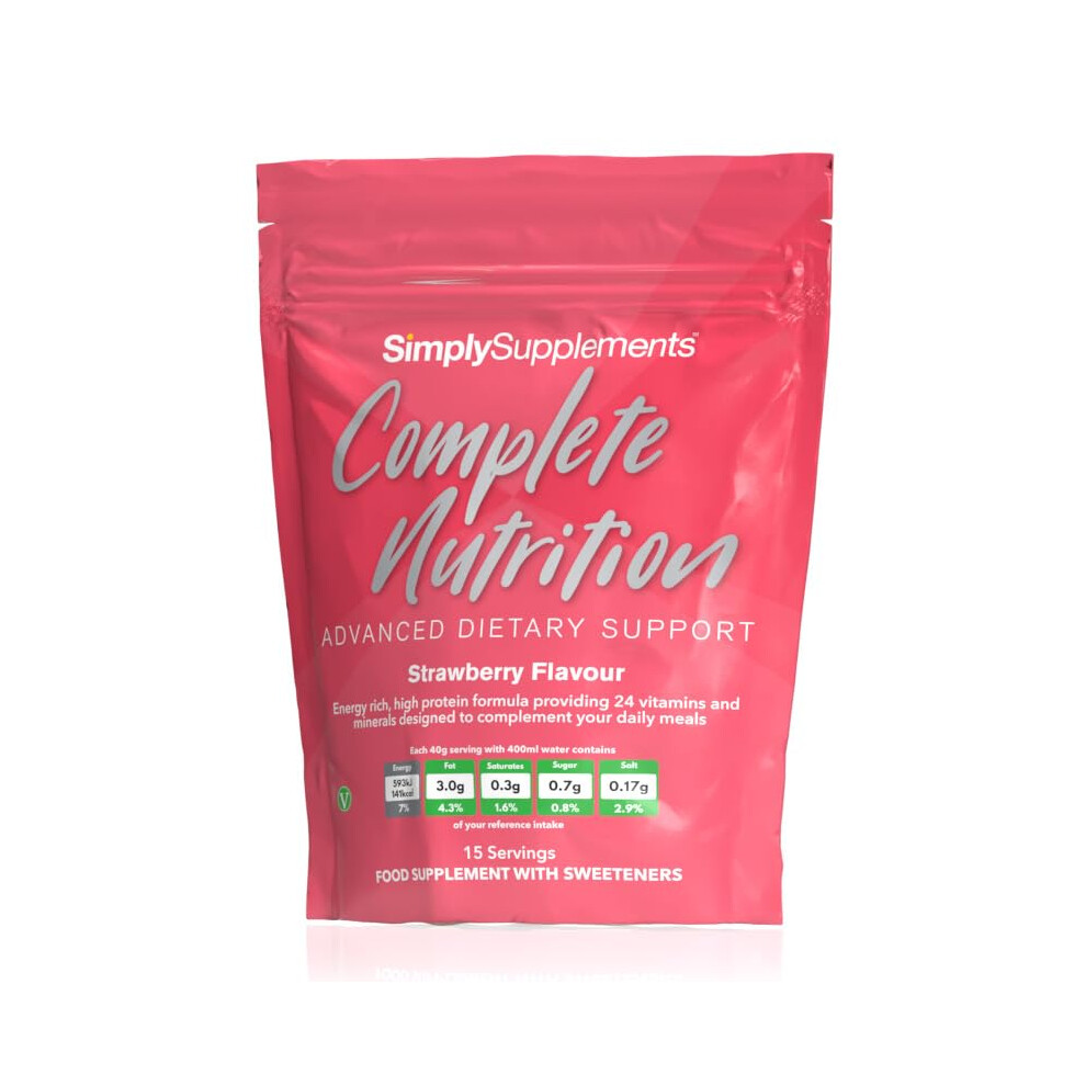 Simply Supplements Build Up Drink | Ideal For Gaining Weight | Formulated For The Elderly Or Recovering From Illness | Uk Manufactured (Strawberry)
