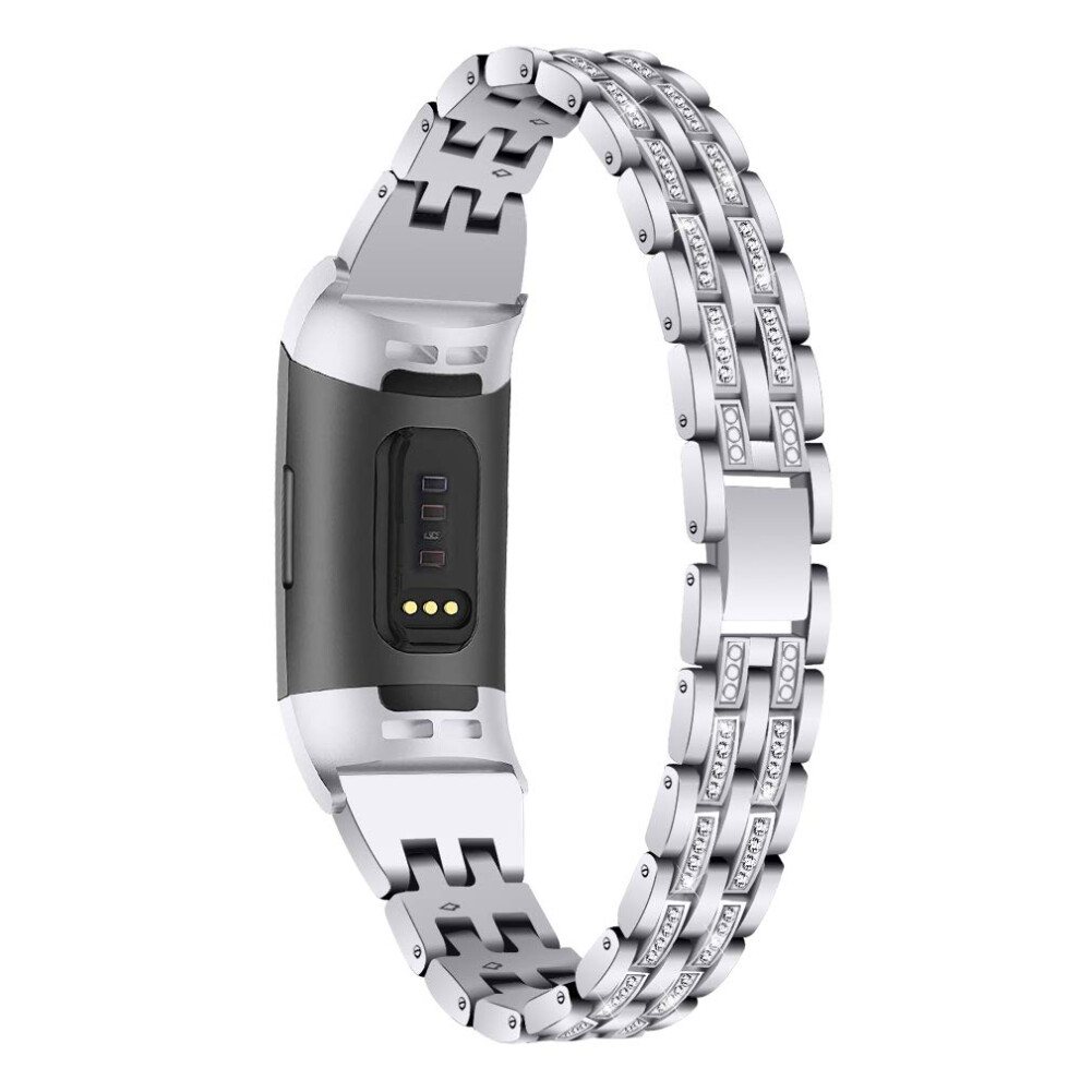 Replacement Straps Compatible With Fitbit Charge 4/Charge 4 Se/Charge 3 Strap, Metal Bands Bling Bling Rhinestone Wristbands For Women For Charge Not,Specified 8381248278638
