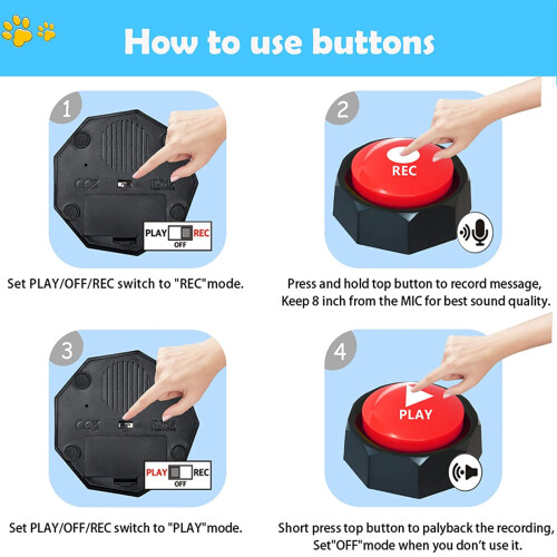 Interactive Pet Training Recordable Sound Button Toy 2
