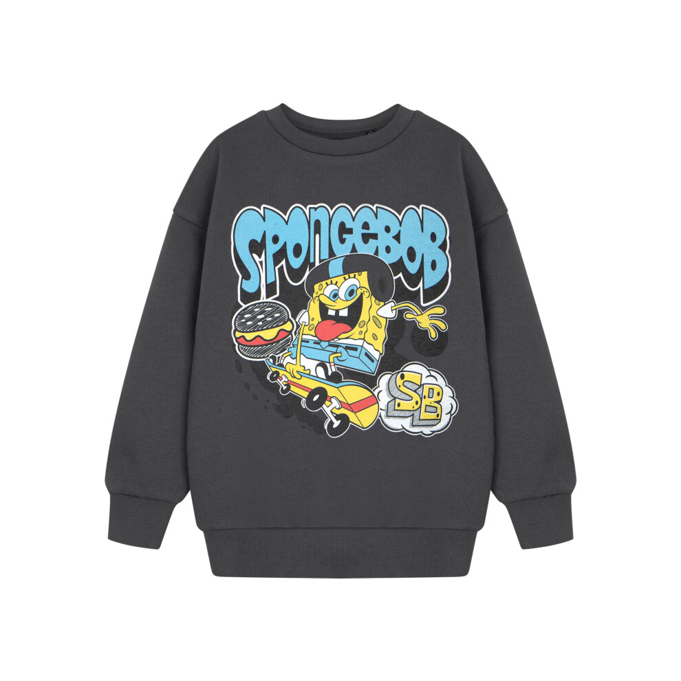 (11-12 Years) SpongeBob SquarePants Sweatshirt (Boys Grey)